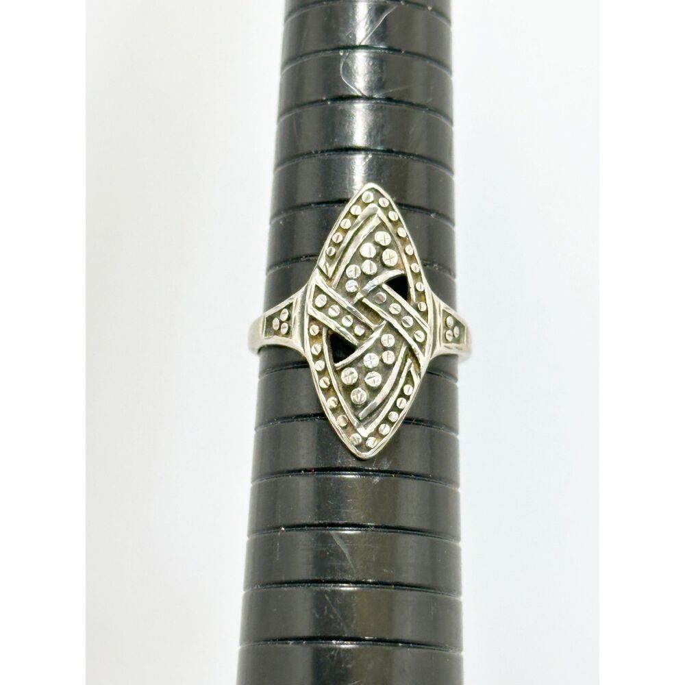 Silver Celtic Knot Marcasite Accent Ring - Silver